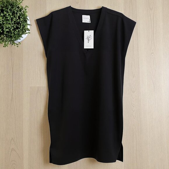 Anthropologie SUNDAYS Black V-Neck Mini T-Shirt Dress 2 NWT - Picture 2 of 8